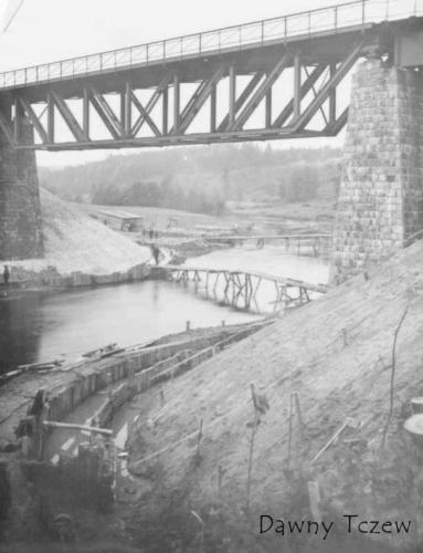 budowa mostu kolejowego na rzece wda w tleniu  17 padziernik 1929 r 178